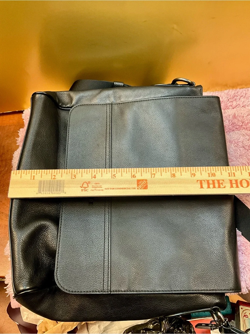 Coach Black Leather Men's Messenger Bag with Adjustable Strap